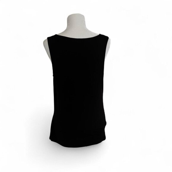 Michael Kors Black Sleeveless Top L Draped Neck Gold Hardware Chic Layering - Picture 3 of 10
